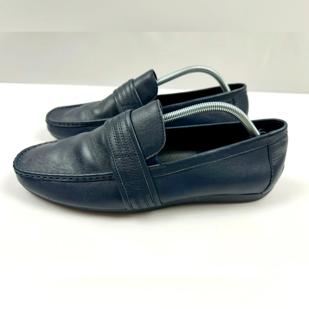 Zanzara Men's Van Eyck Blue Soft Leather Loafers Shoes‎ Size 11